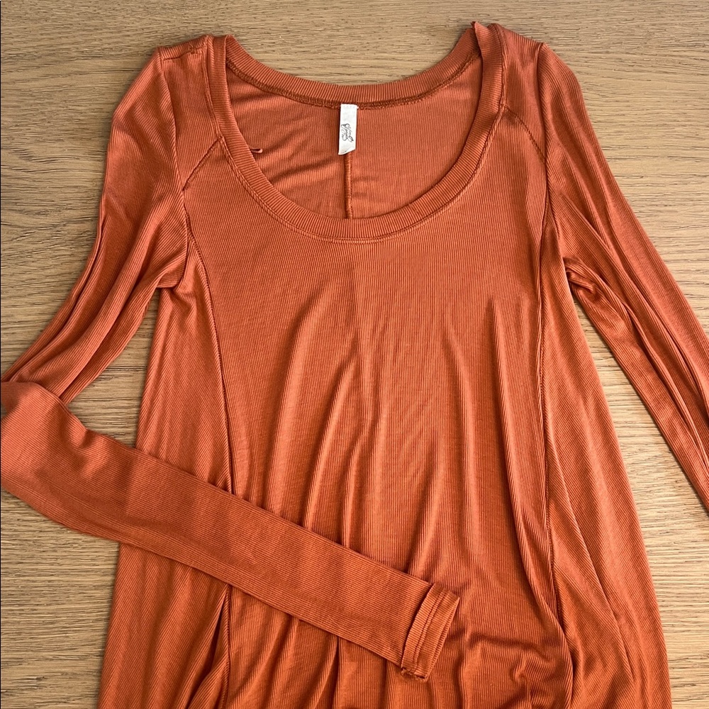 {free people} rust orange flowy long sleeve top